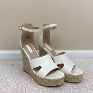 Tall White Wedges with Straps